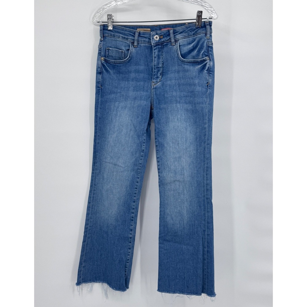 Pilcro The Demilune Bootcut Jeans Womens 28 Blue Raw Hem High Rise Boho Casual